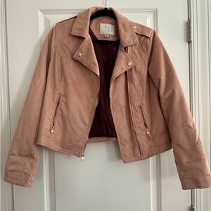 Pink suede moto jacket